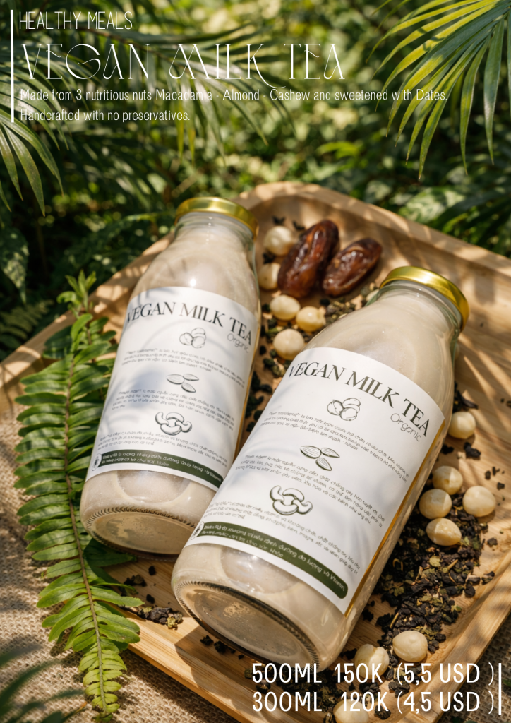 VEGAN MILK TEA – trà sữa hạt macca, hạnh nhân, óc chó