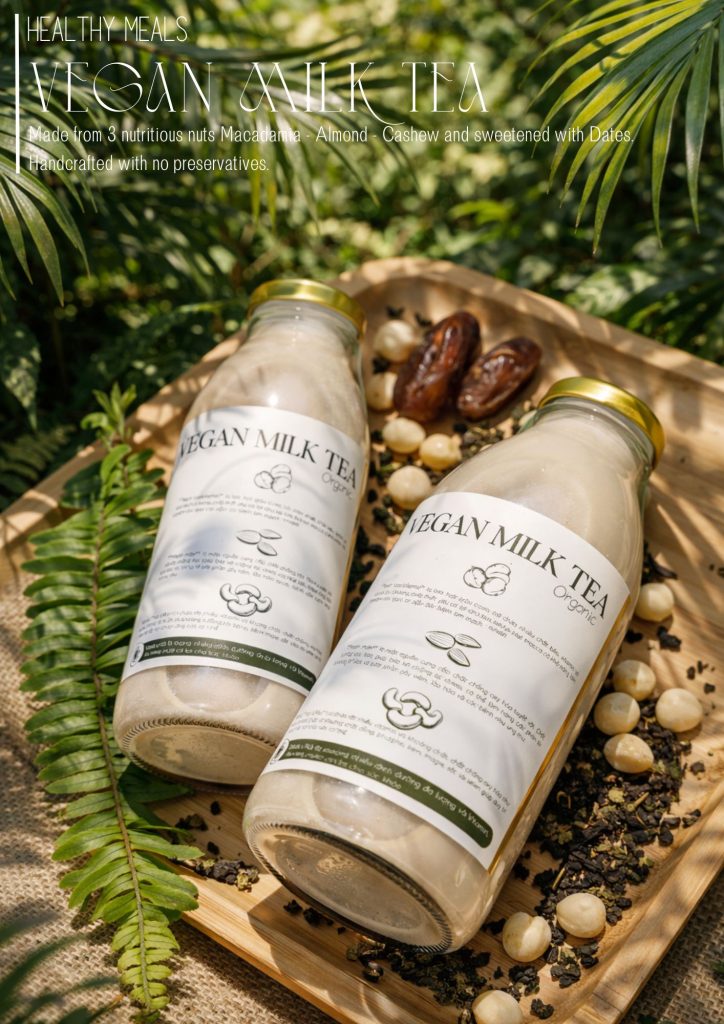 VEGAN MILK TEA – trà sữa hạt macca, hạnh nhân, óc chó